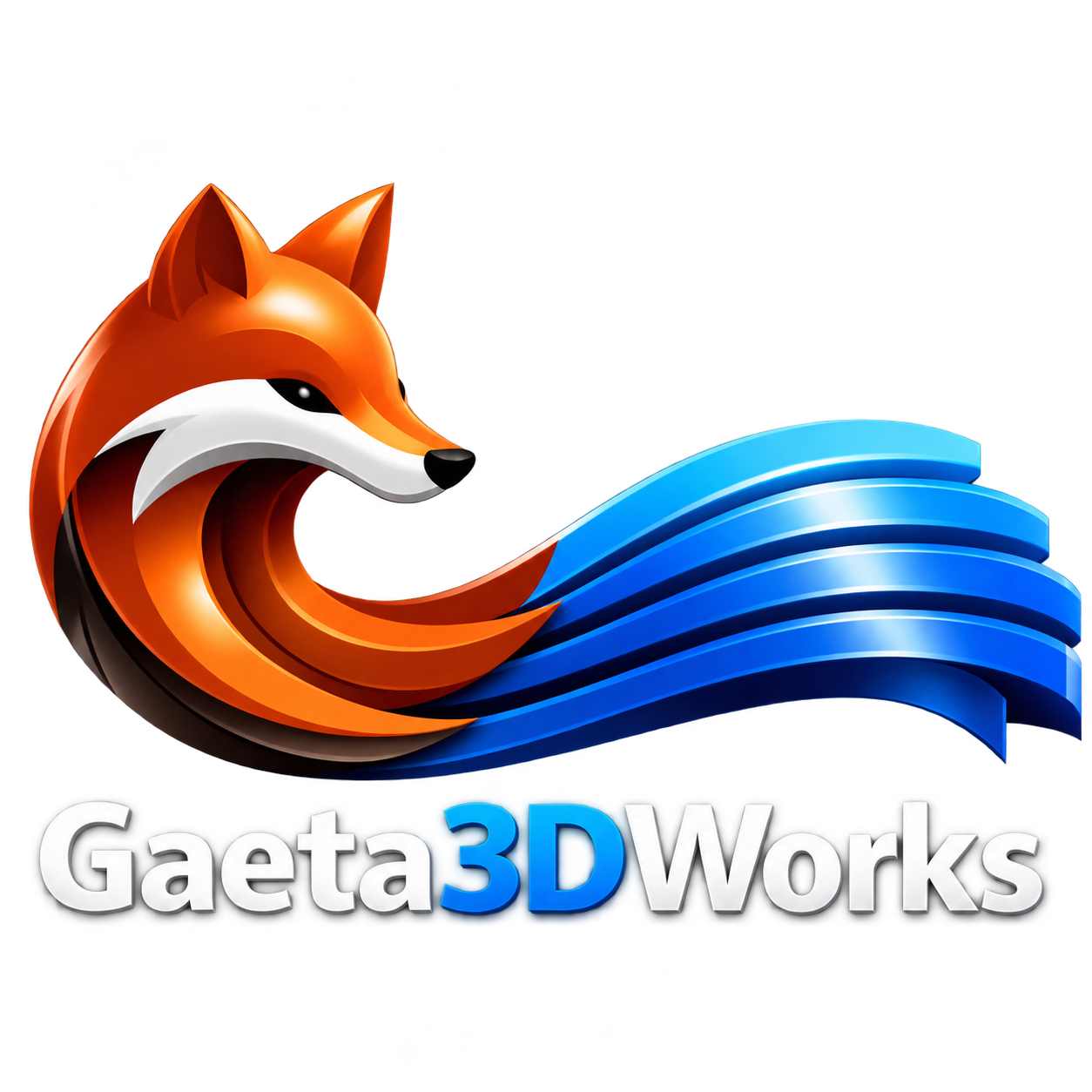 Gaeta3DWorks — orange fox with flowing blue layers